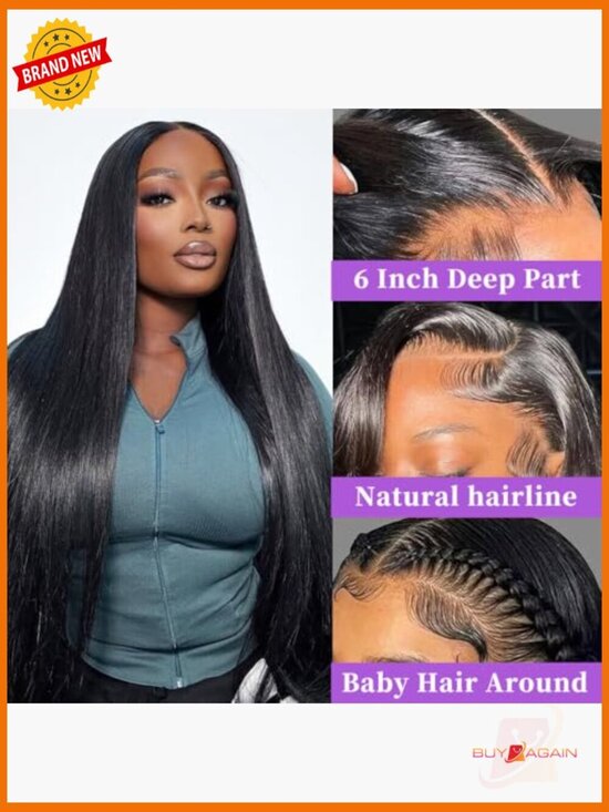 13x6 HD Transparent Lace Front Wig Human Hair 200 Density Straight Pre Plucked main image 6